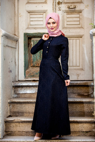 Jacquard Black Dress