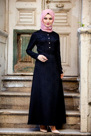 Jacquard Black Dress