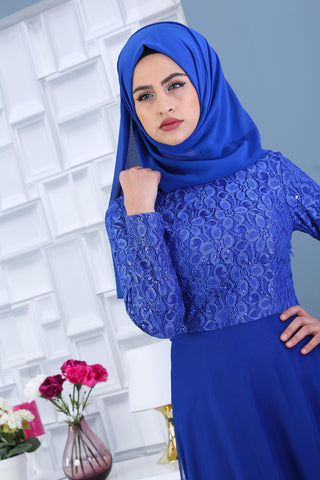 Sequined Saxe Evening Dress