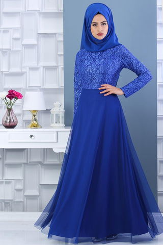Sequined Saxe Evening Dress