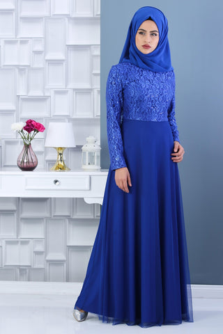 Sequined Saxe Evening Dress