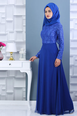 Sequined Saxe Evening Dress