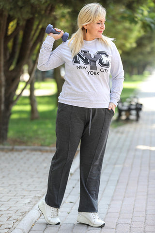 Banded Waist Anthracite Sweatpants