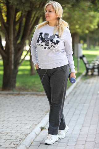 Banded Waist Anthracite Sweatpants
