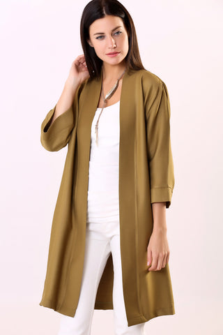 Khaki Long Linen Jacket