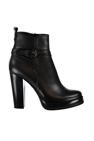 Leather Black Buckled Women's Boots