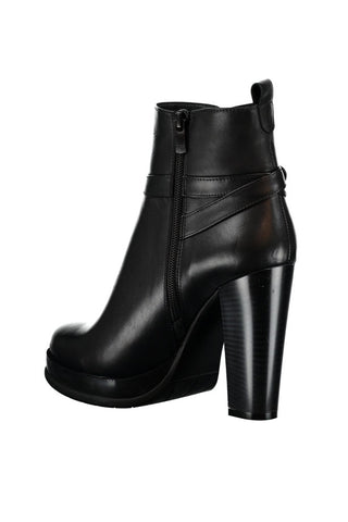 Leather Black Buckled Women's Boots