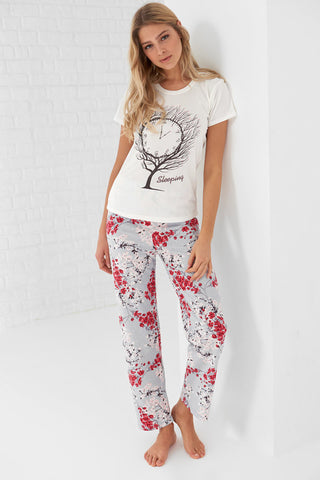 Multi-colored Patterned Pajama Set