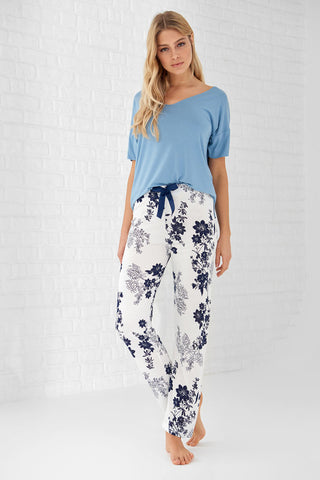 White Patterned Pajama Pant