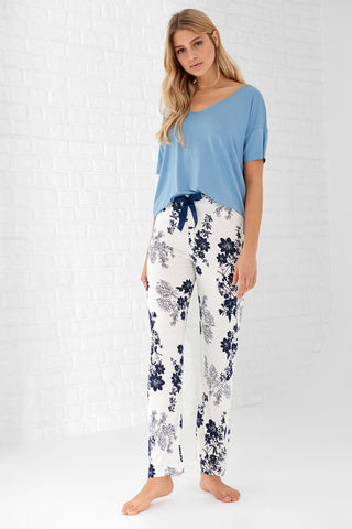 White Patterned Pajama Pant