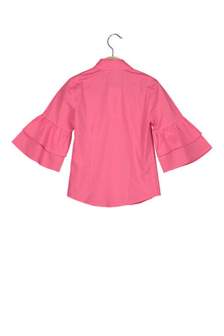 Fuchsia Ruffled sleeves Girls' Shirt