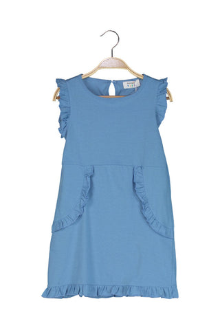 Blue Frill Detailed Girls' Dress