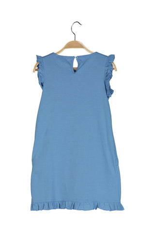 Blue Frill Detailed Girls' Dress