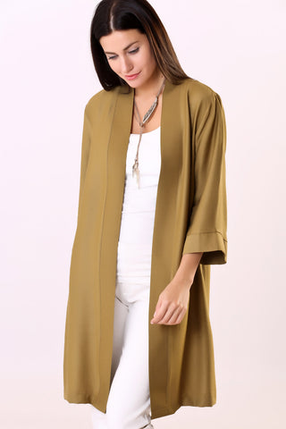 Khaki Long Linen Jacket