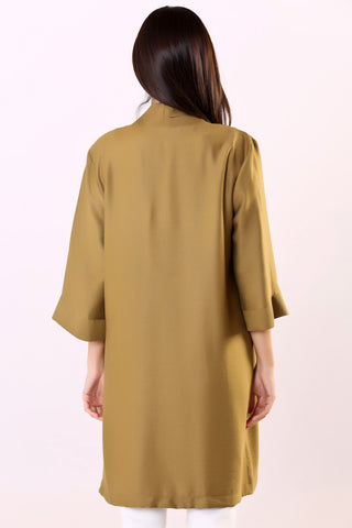 Khaki Long Linen Jacket