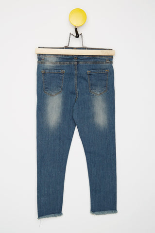 Embroidered Girl's Blue Pants