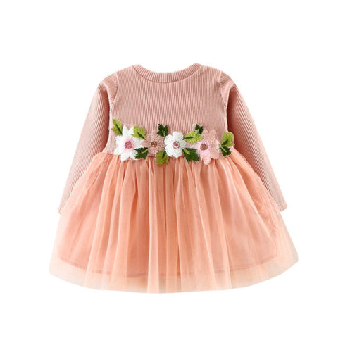 Floral Cute Toddler Baby Girl Tutu Long Sleeve Princess Dress