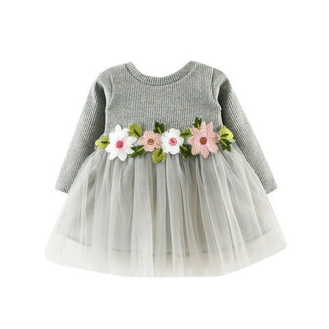 Floral Cute Toddler Baby Girl Tutu Long Sleeve Princess Dress