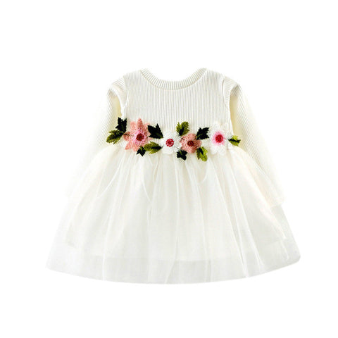 Floral Cute Toddler Baby Girl Tutu Long Sleeve Princess Dress