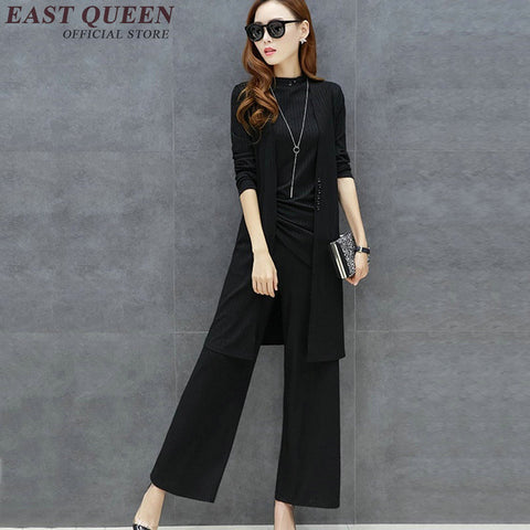 Autumn pantsuit elegant long sleeve cardigan 3 piece pant suit