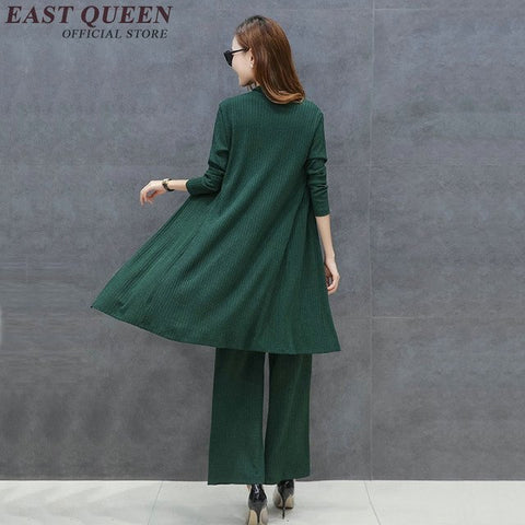Autumn pantsuit elegant long sleeve cardigan 3 piece pant suit