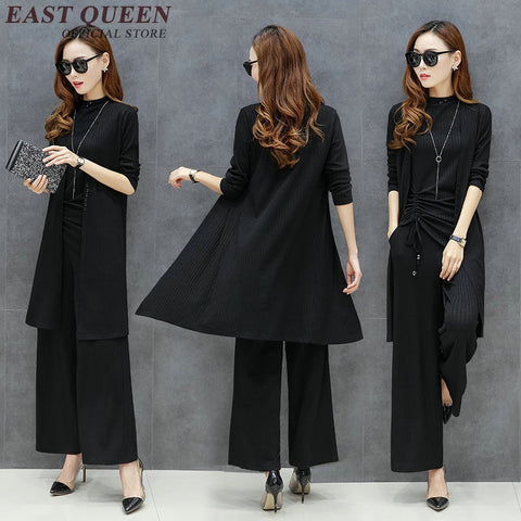 Autumn pantsuit elegant long sleeve cardigan 3 piece pant suit