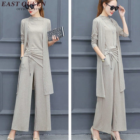 Autumn pantsuit elegant long sleeve cardigan 3 piece pant suit