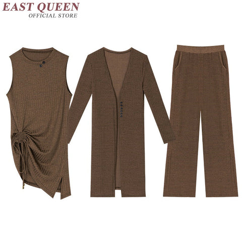 Autumn pantsuit elegant long sleeve cardigan 3 piece pant suit